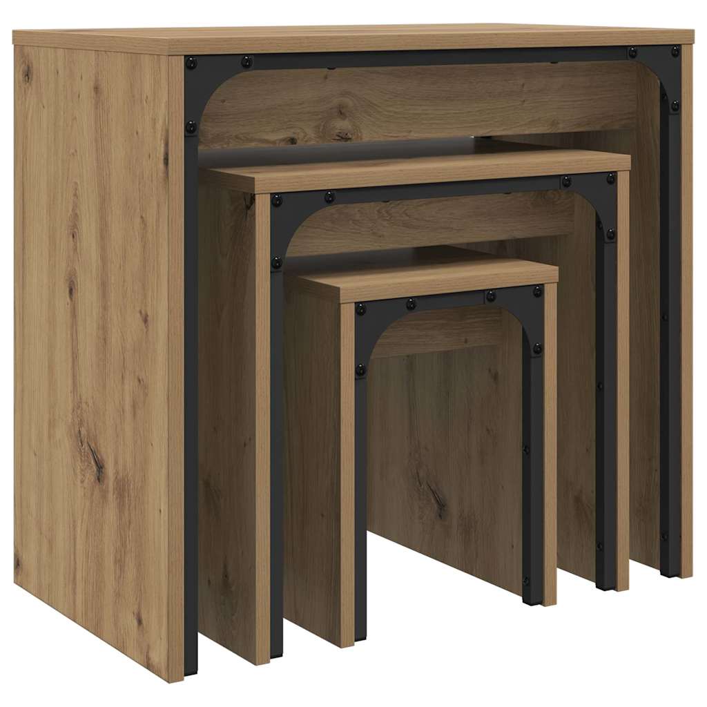 Couchtisch 3 pcs Artisan-Eiche Holzwerkstoff