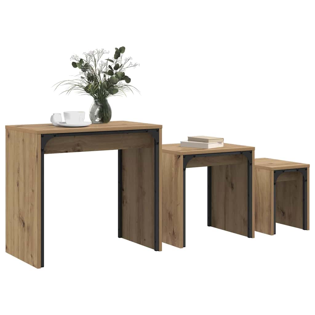 Couchtisch 3 pcs Artisan-Eiche Holzwerkstoff