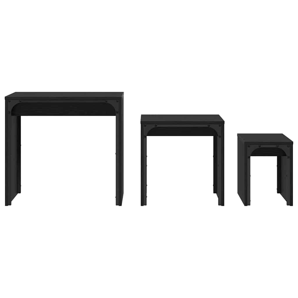 Couchtisch 3 pcs Schwarz Eichen-Optik Holzwerkstoff