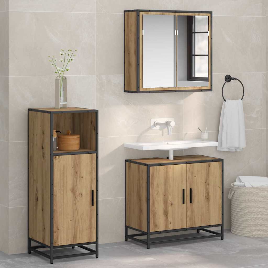 Badezimmermöbel-Set mit Regal Artisan-Eiche 35 x 37,5 x 100 cm