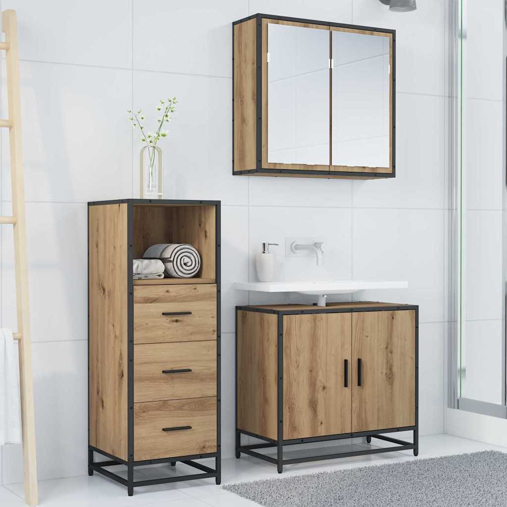 Badezimmermöbel-Set mit Regal Artisan-Eiche 35 x 37,5 x 100 cm