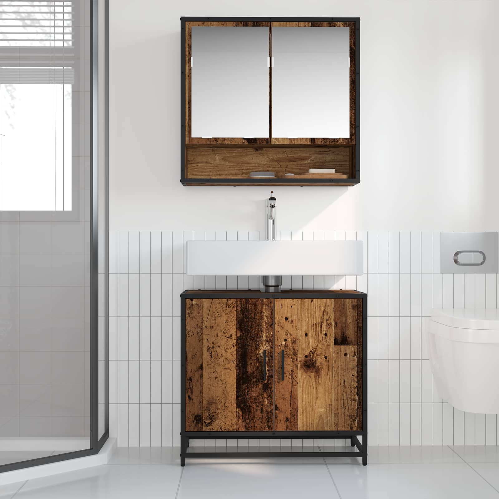 Waschbeckenschrank Altholz 65 x 33 x 60 cm Holzwerkstoff