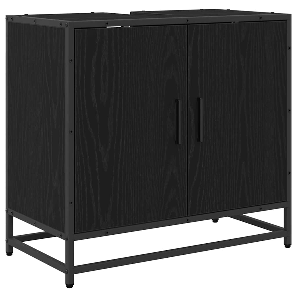 Waschbeckenschrank mit Tür Schwarz Eichen-Optik 65 x 33 x 60 cm