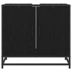 Waschbeckenschrank mit Tür Schwarz Eichen-Optik 65 x 33 x 60 cm