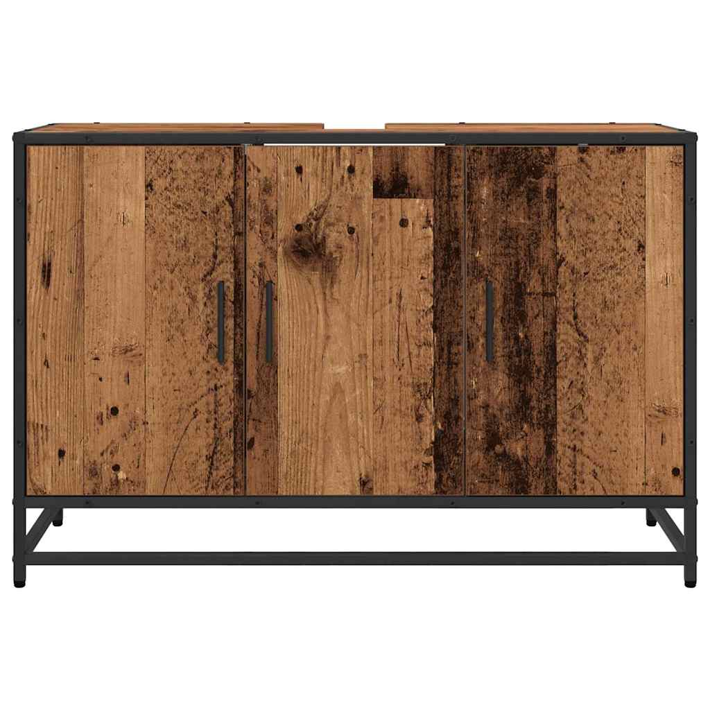 Badezimmerschrank mit Tür Altholz 90 x 33 x 60 cm Holzwerkstoff