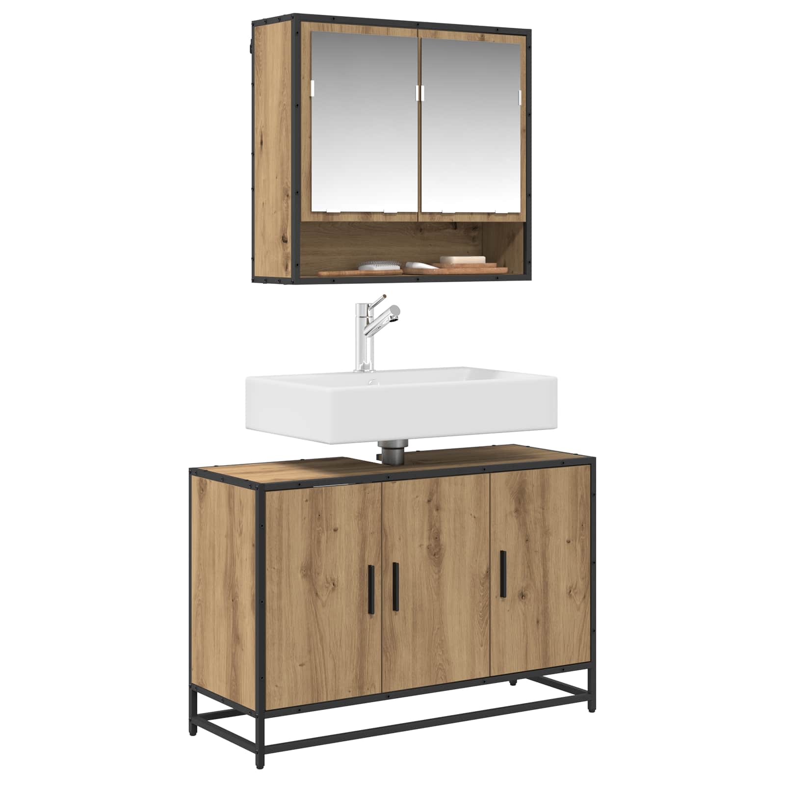 Badezimmerschrank Artisan-Eiche 90 x 33 x 60 cm Holzwerkstoff