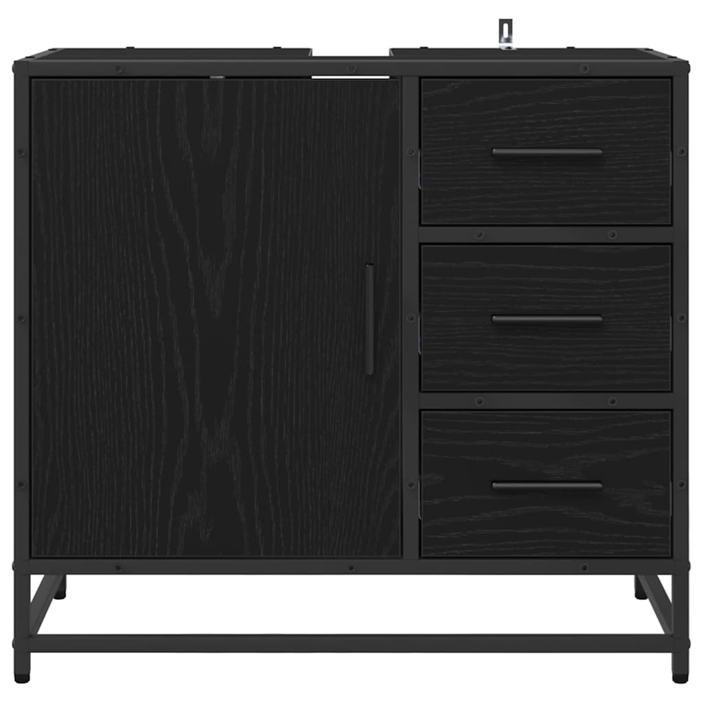 Badezimmerschrank mit Tür Schwarz Eichen-Optik 65 x 33 x 60 cm