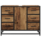 Badezimmerschrank mit Tür Altholz 80 x 33 x 60 cm Holzwerkstoff
