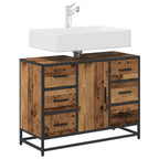 Badezimmerschrank mit Tür Altholz 80 x 33 x 60 cm Holzwerkstoff