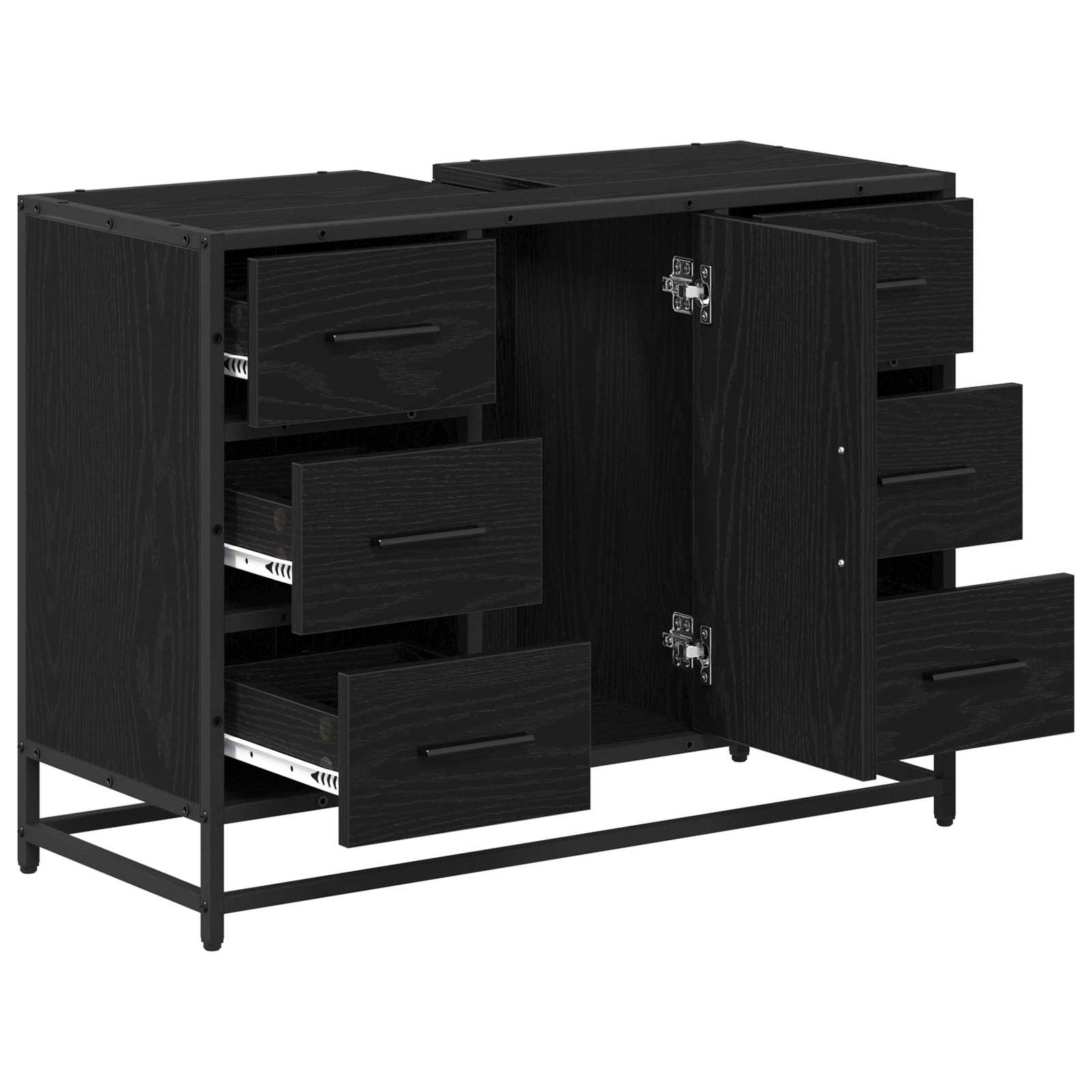 Badezimmerschrank mit Tür Schwarz Eichen-Optik 80 x 33 x 60 cm