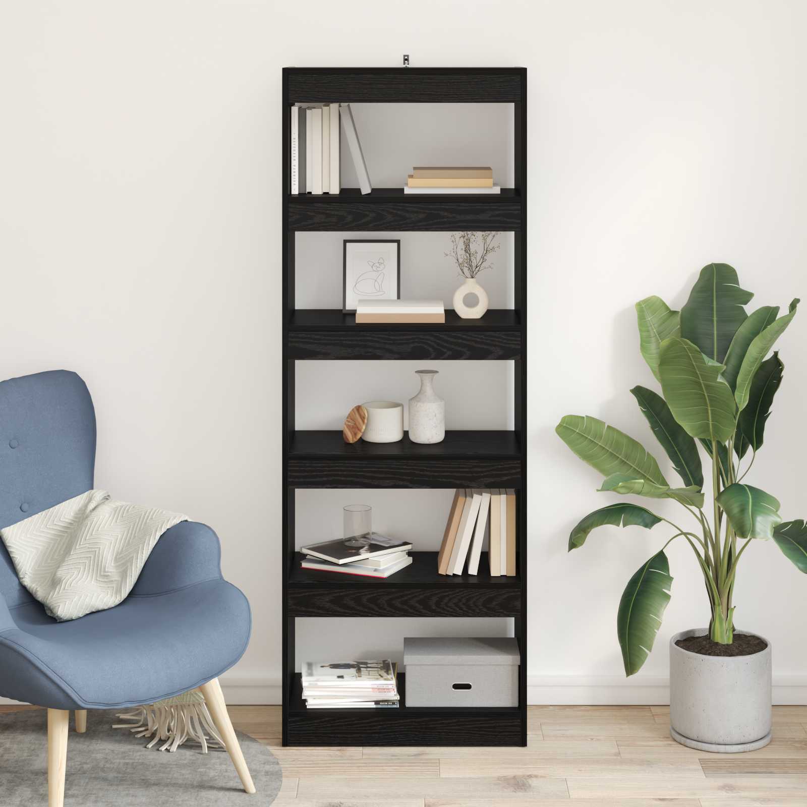 Bücherregal Schwarz Eichen-Optik 60 x 30 x 166 cm Holzwerkstoff