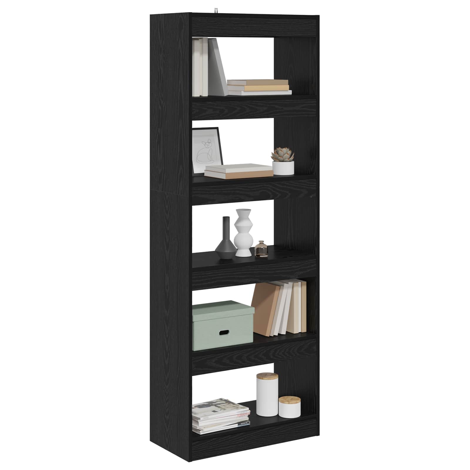 Bücherregal Schwarz Eichen-Optik 60 x 30 x 166 cm Holzwerkstoff