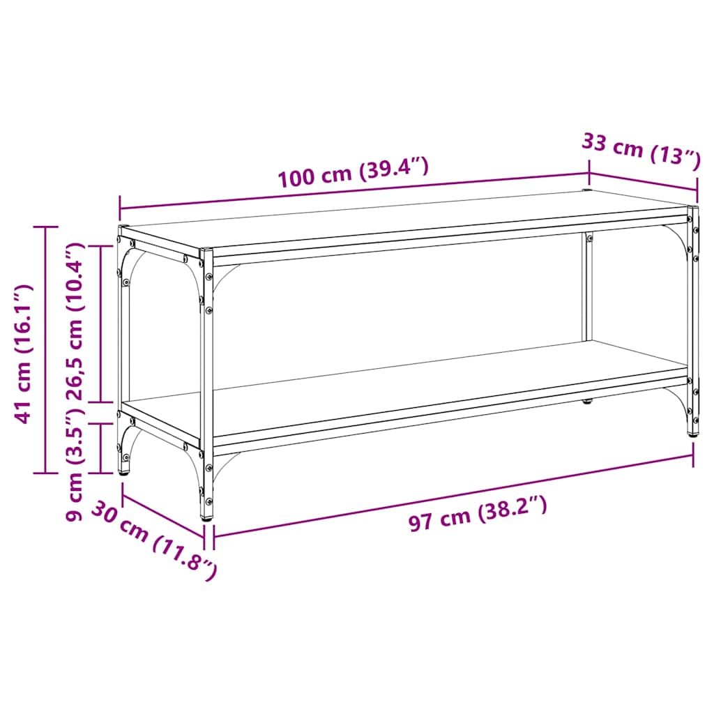TV-Schränk Schwarz Eichen-Optik 100x33x41cm