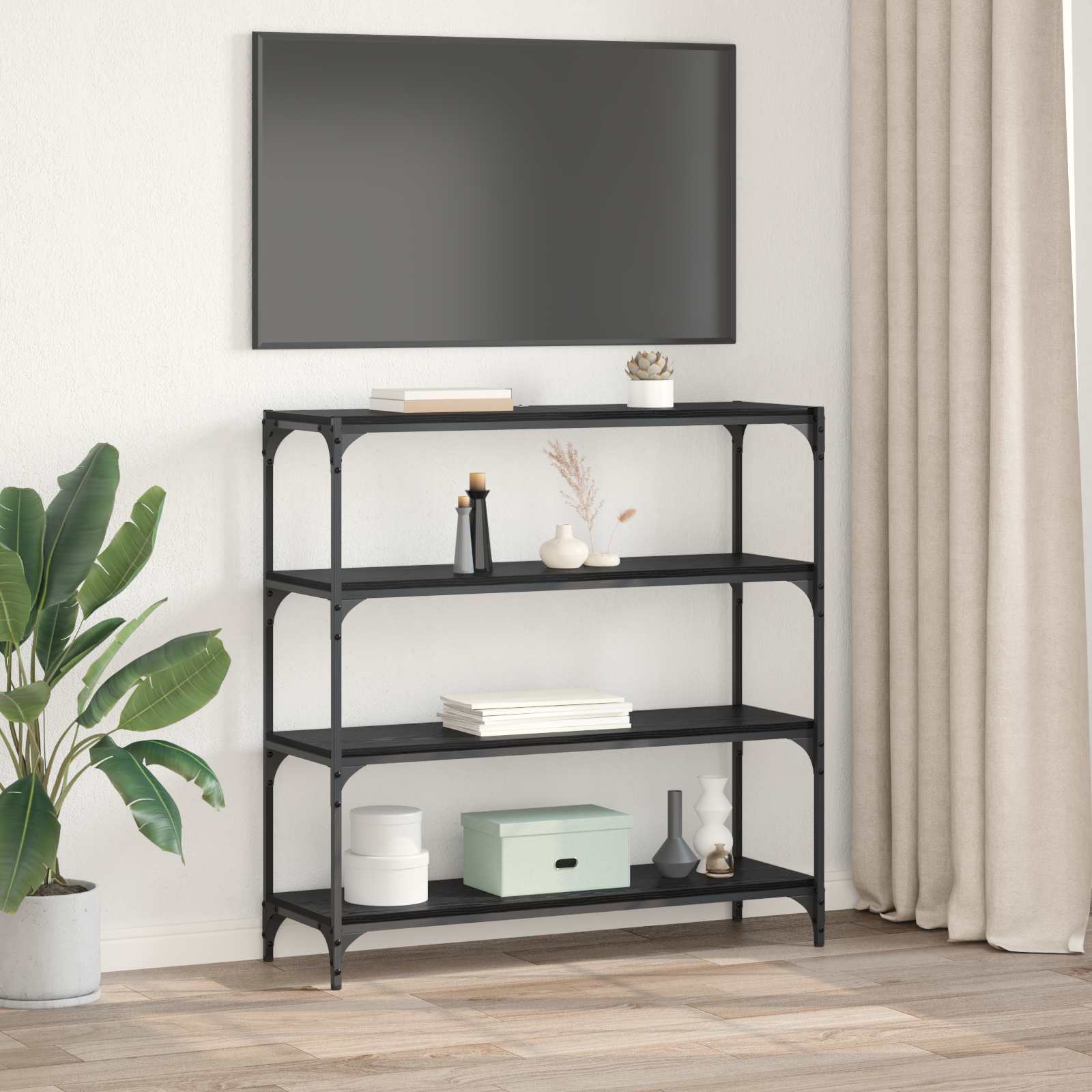 Bücherregal Schwarz Eichen-Optik 100 x 33 x 100 cm