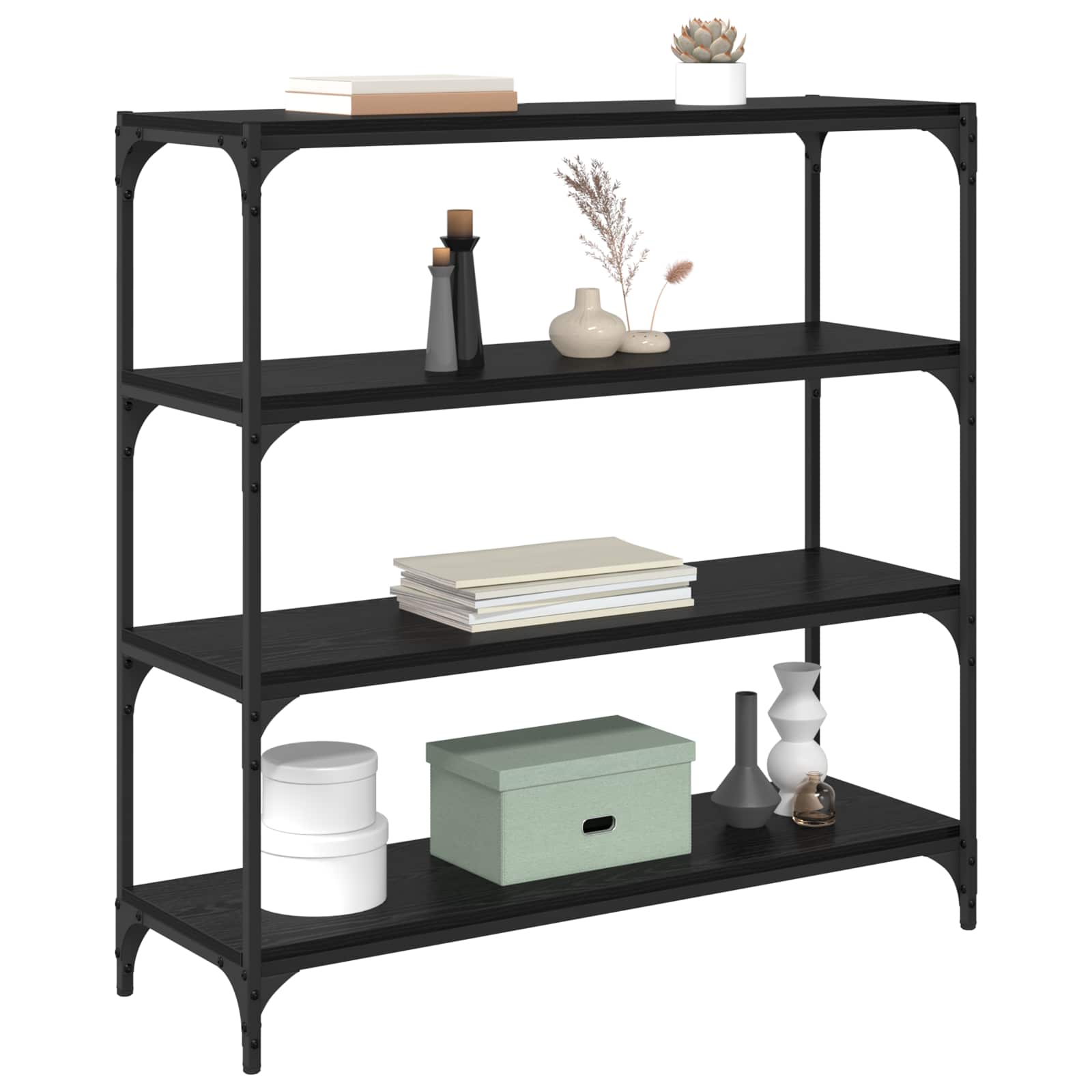 Bücherregal Schwarz Eichen-Optik 100 x 33 x 100 cm