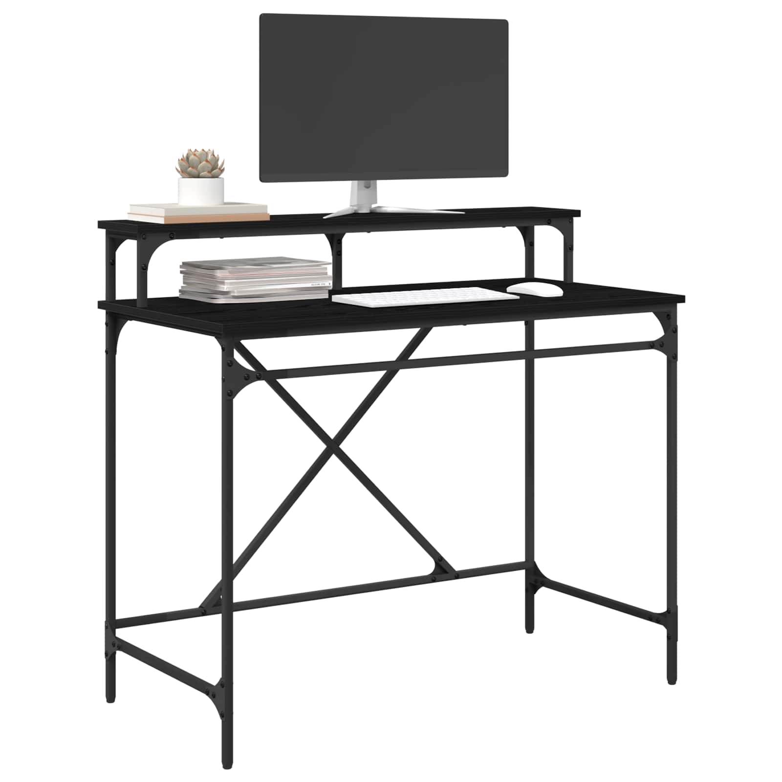 Schreibtisch Schwarz Eichen-Optik 100 x 50 x 90 cm