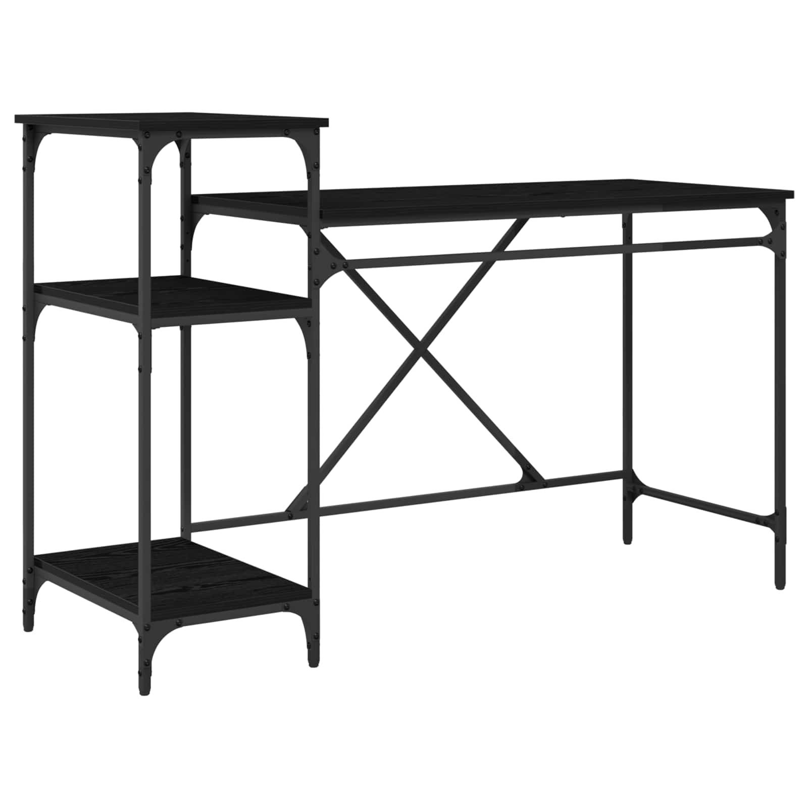 Schreibtisch Schwarz Eichen-Optik 135 x 50 x 90 cm