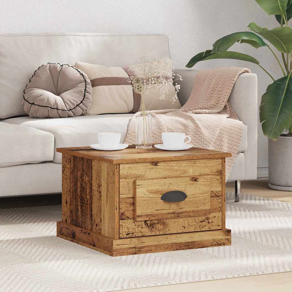 Couchtisch mit Schubladen Altholz 50 x 50 x 35 cm Holzwerkstoff