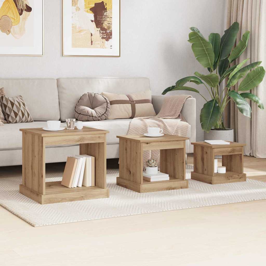 Couchtisch 3 pcs Artisan-Eiche Holzwerkstoff