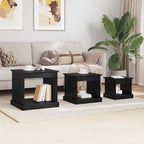 Couchtisch 3 pcs Schwarz Eichen-Optik Holzwerkstoff