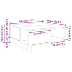 Couchtisch Schwarz Eichen-Optik 80 x 80 x 36,5 cm Holzwerkstoff
