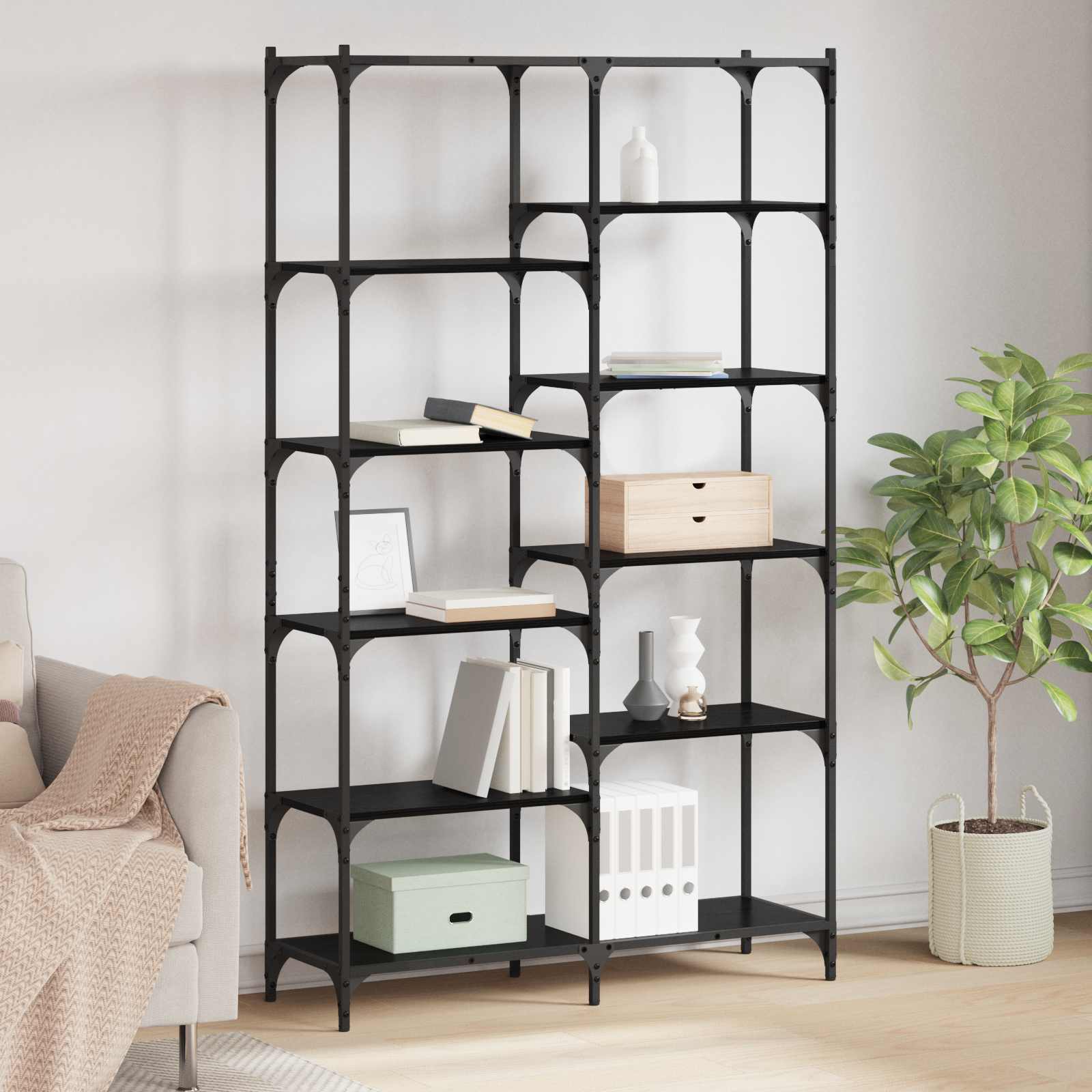 Regal Schwarz Eichen-Optik 100 x 32 x 170 cm Holzwerkstoff