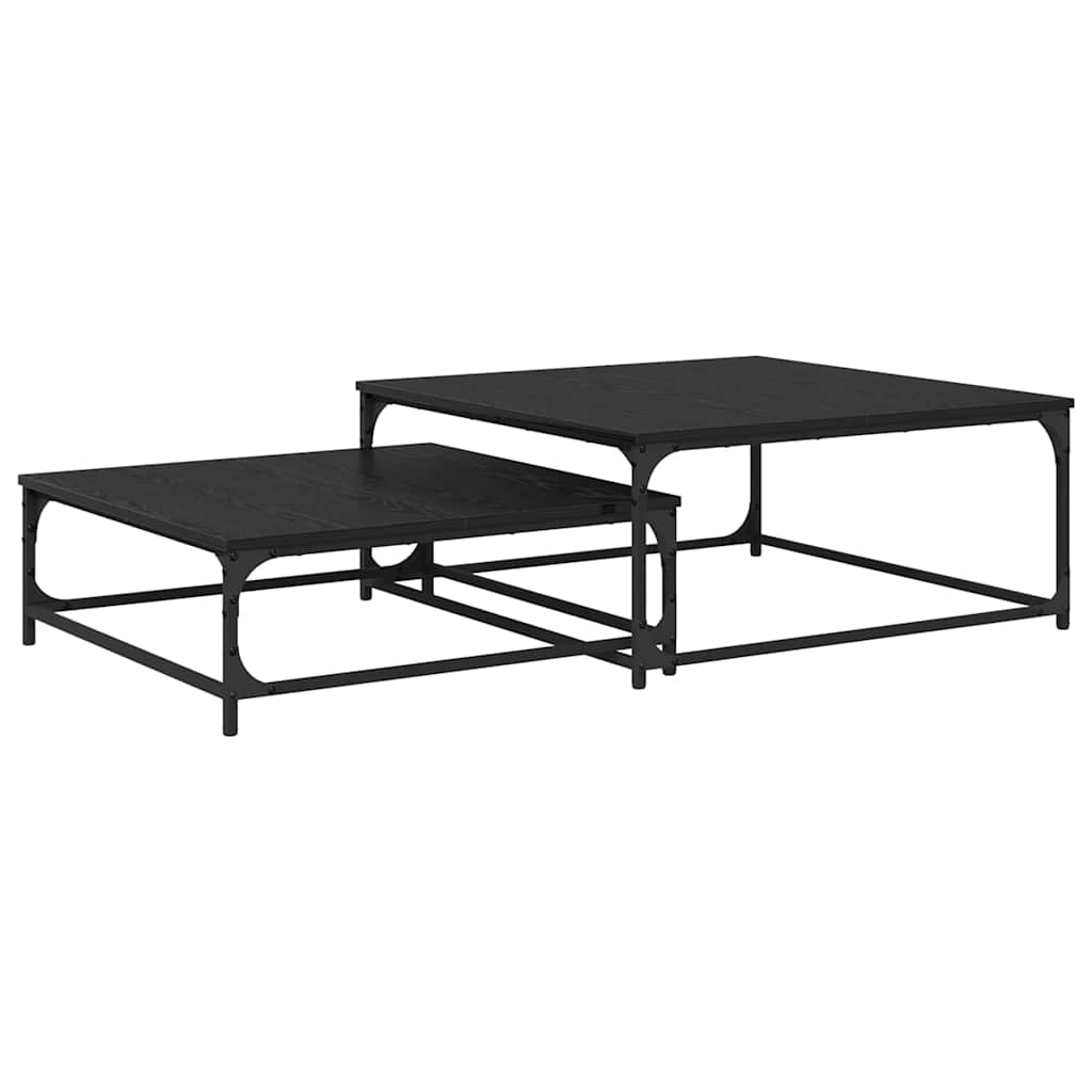 Couchtisch 2 pcs Schwarz Eichen-Optik Holzwerkstoff