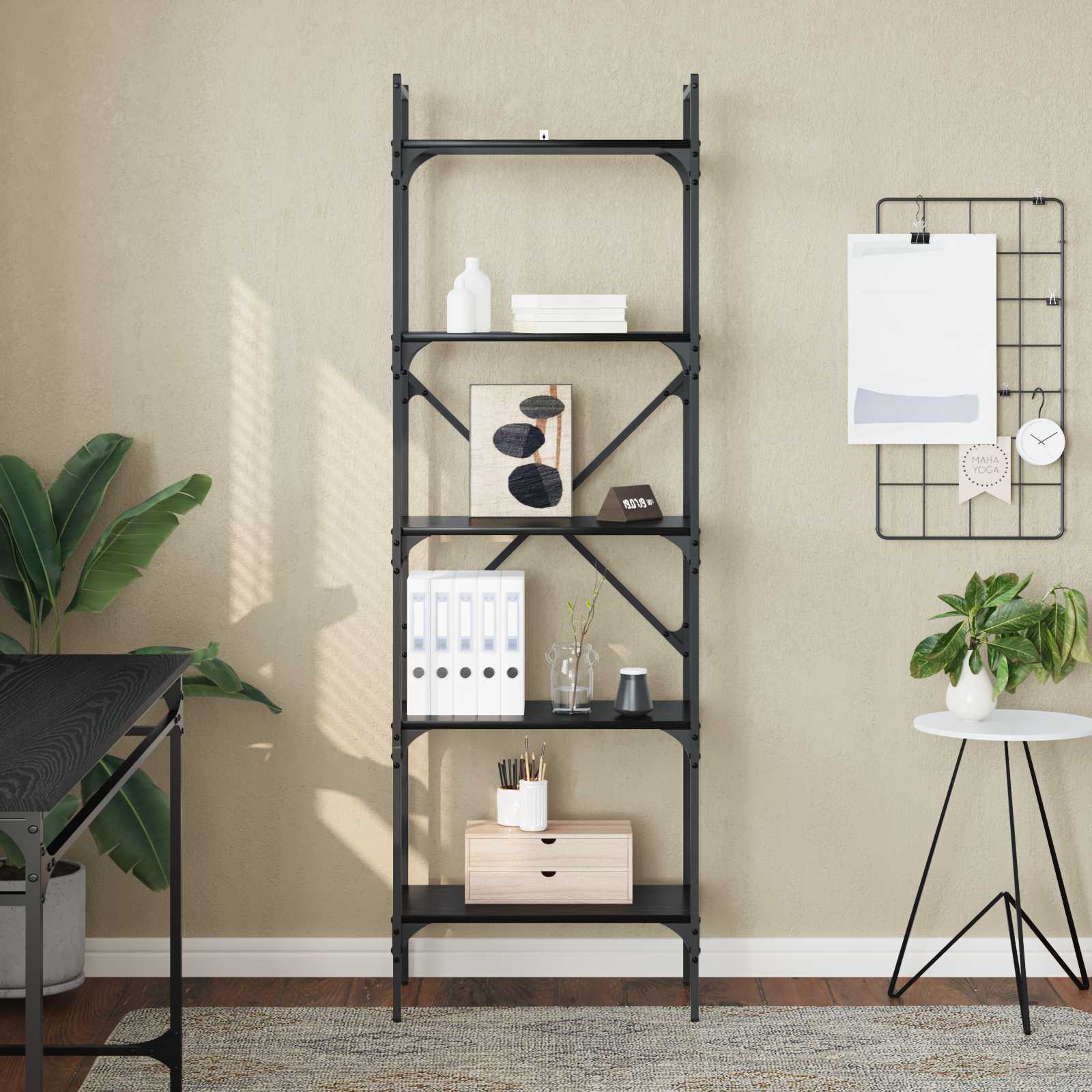 Bücherregal Schwarz Eichen-Optik 56 x 32 x 174 cm Holzwerkstoff