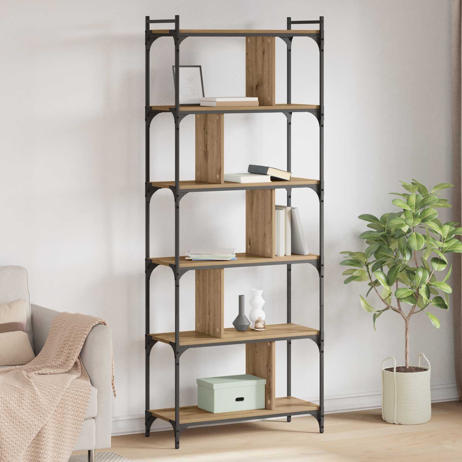 Bücherregal Artisan-Eiche 76 x 32 x 192 cm Holzwerkstoff