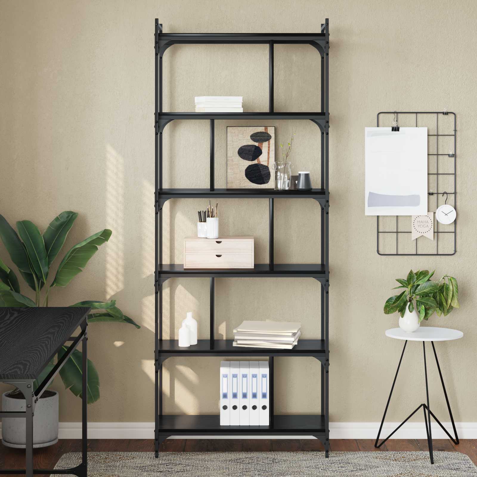Bücherregal Schwarz Eichen-Optik 76 x 32 x 192 cm Holzwerkstoff