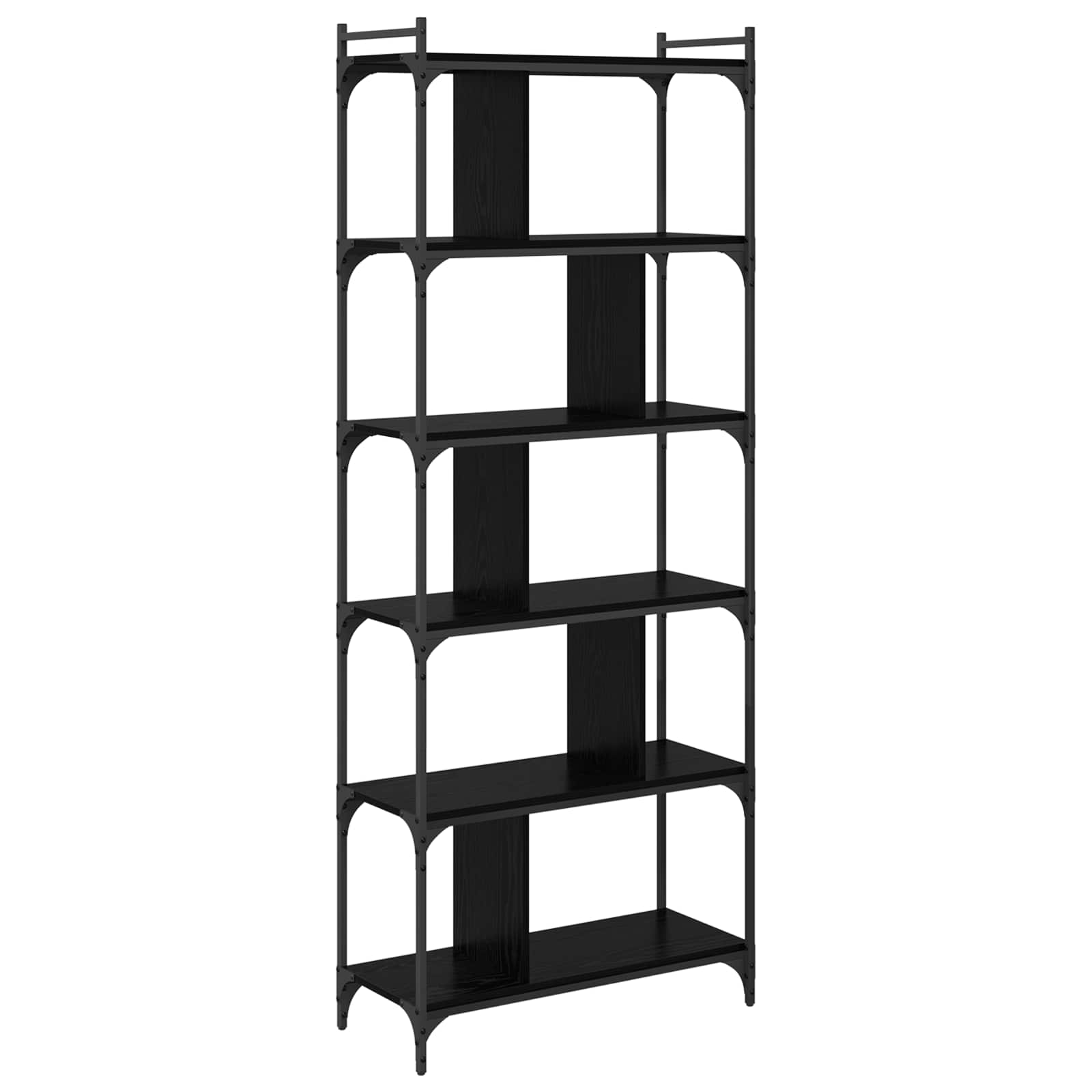 Bücherregal Schwarz Eichen-Optik 76 x 32 x 192 cm Holzwerkstoff