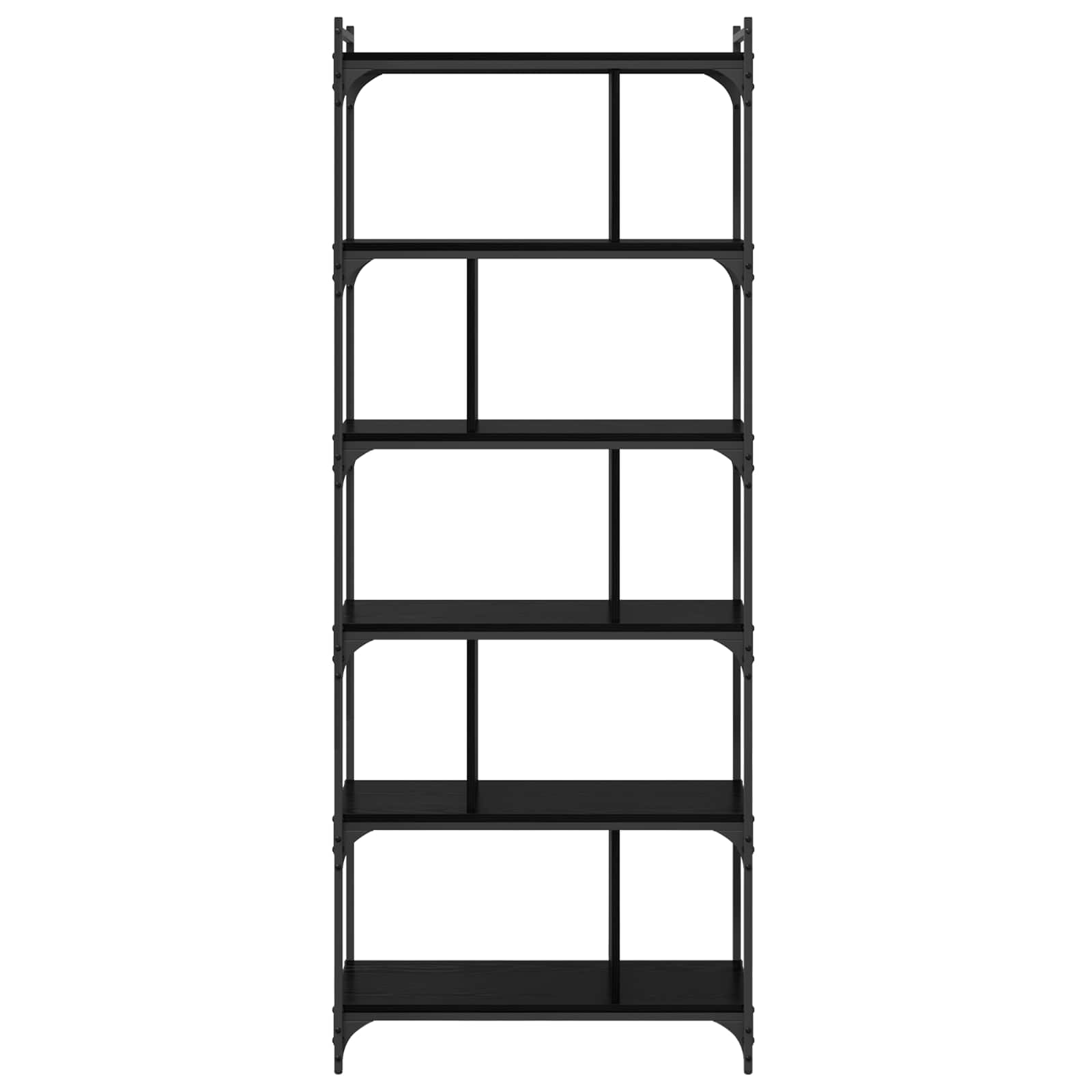 Bücherregal Schwarz Eichen-Optik 76 x 32 x 192 cm Holzwerkstoff