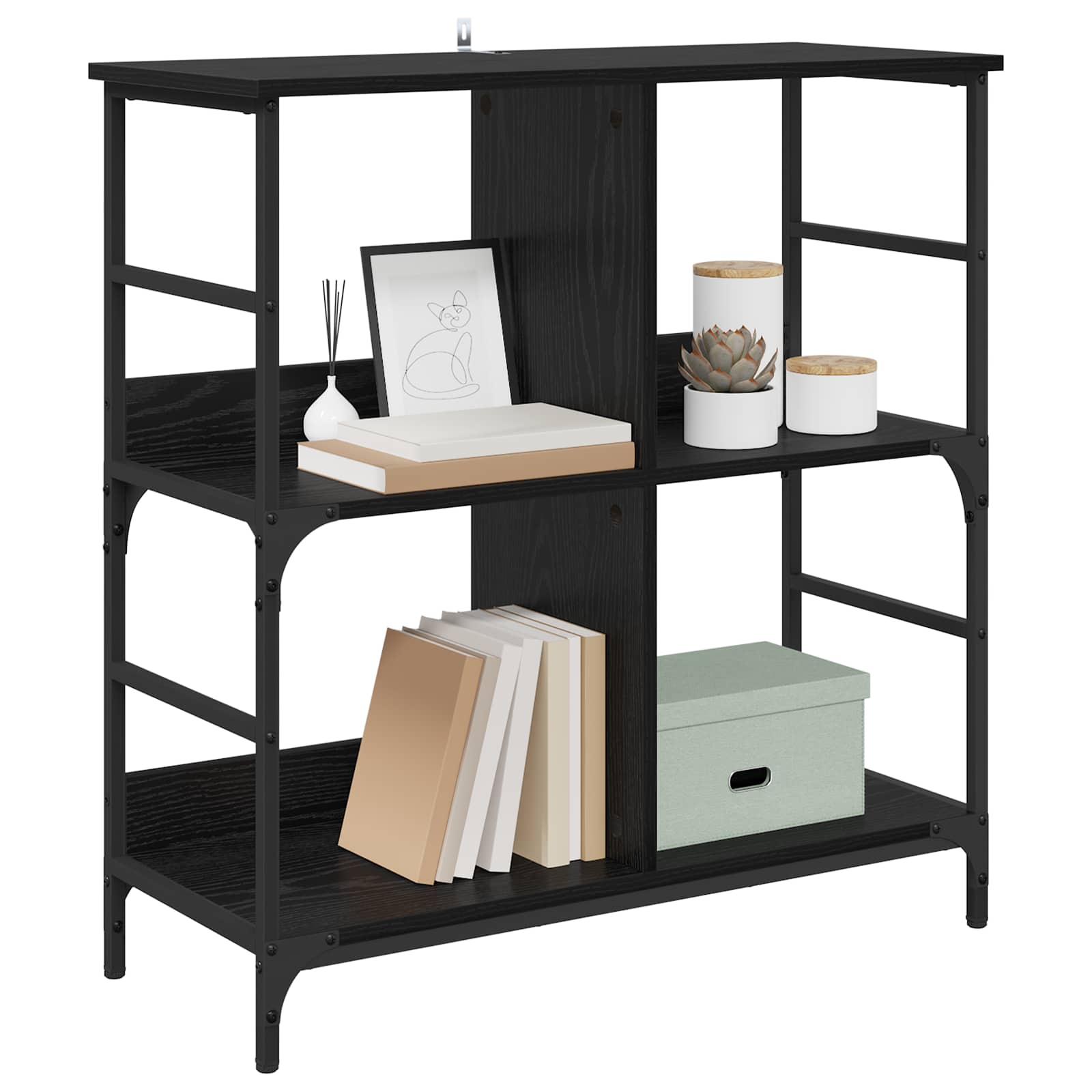 Regal Schwarz Eichen-Optik 78,5 x 33 x 82 cm Holzwerkstoff