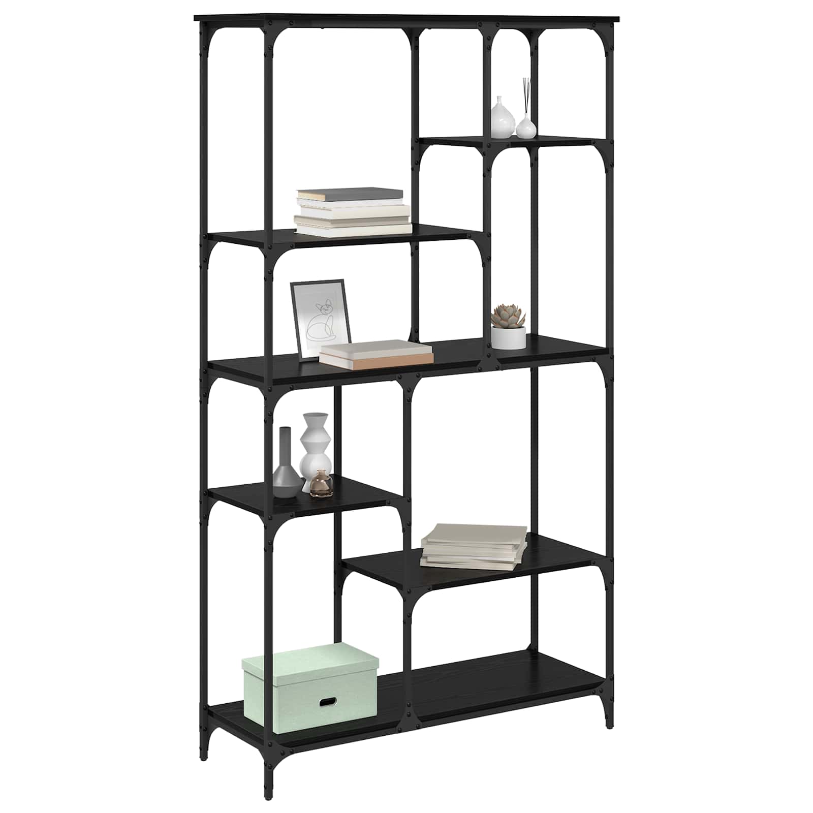 Bücherregal Schwarz Eichen-Optik 99 x 35,5 x 176 cm