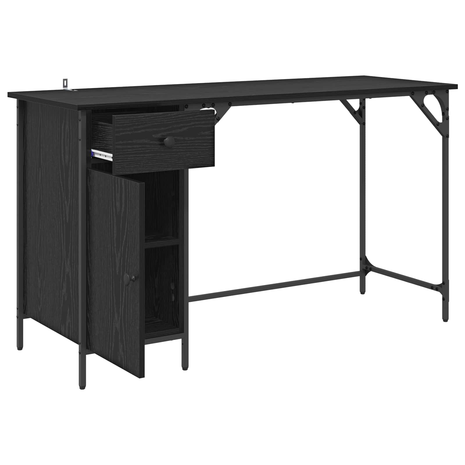 Computertisch Schwarz Eichen-Optik 131 x 48 x 75 cm