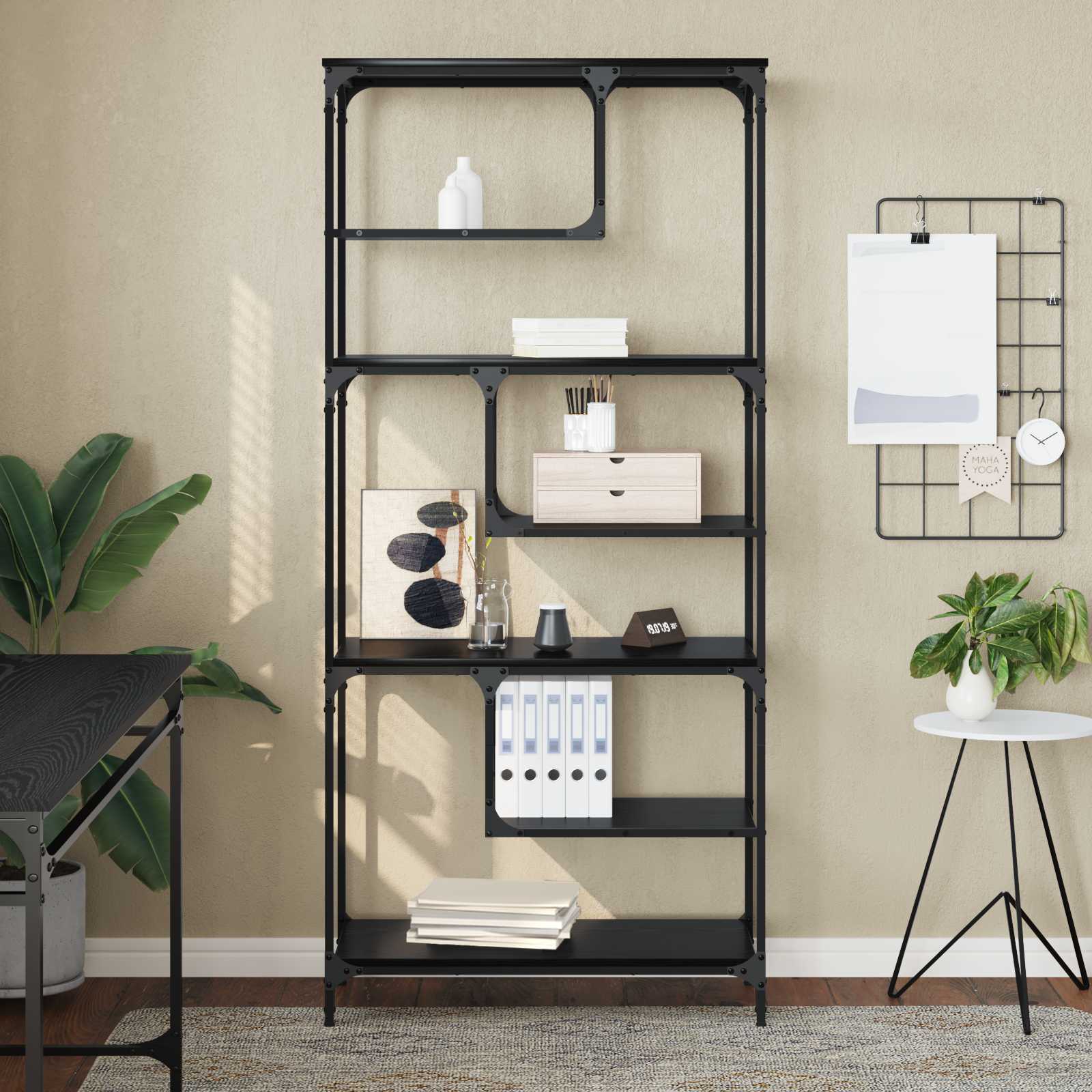 Bücherregal Schwarz Eichen-Optik 81 x 36 x 176 cm Holzwerkstoff