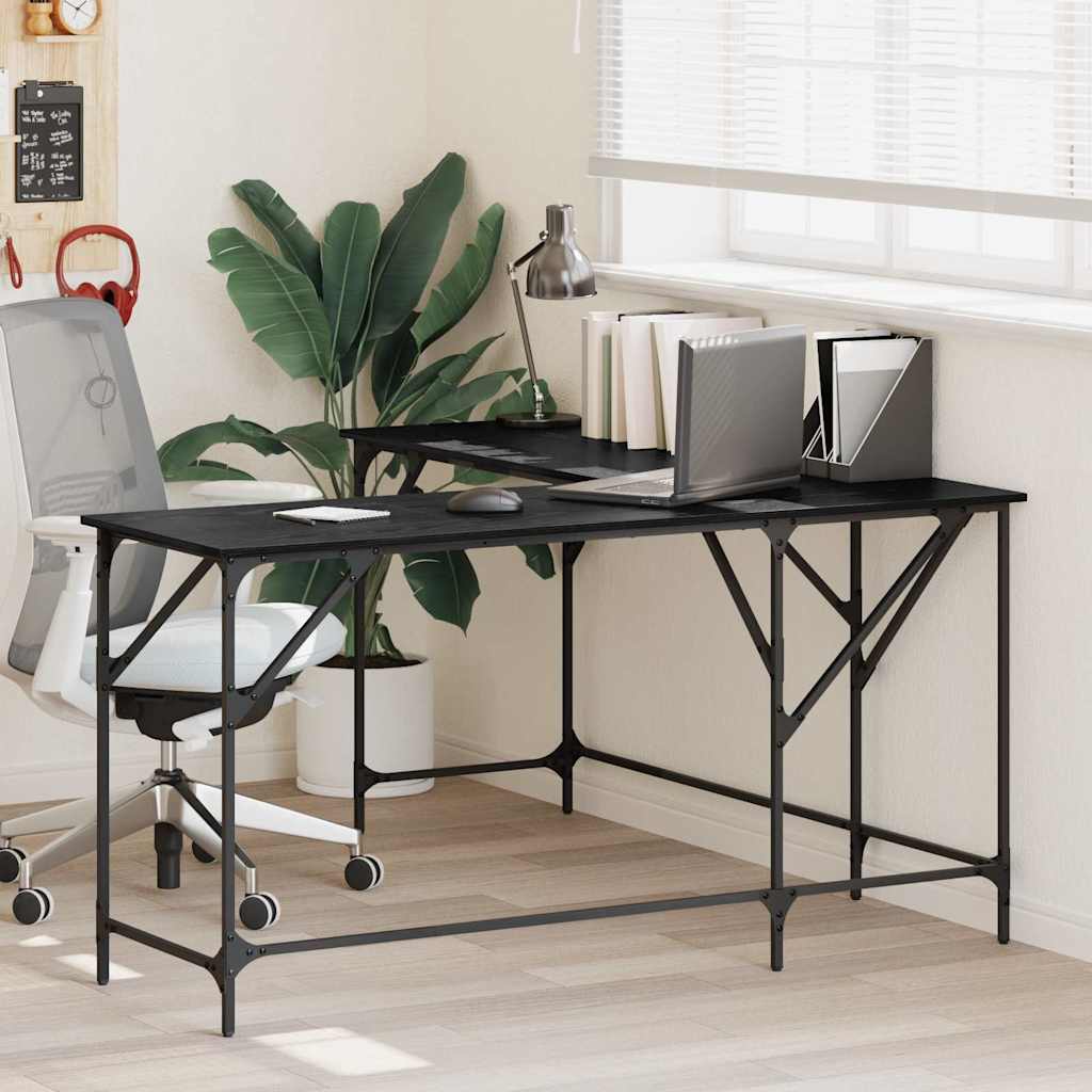 Schreibtisch Schwarz Eichen-Optik 149 x 149 x 75 cm