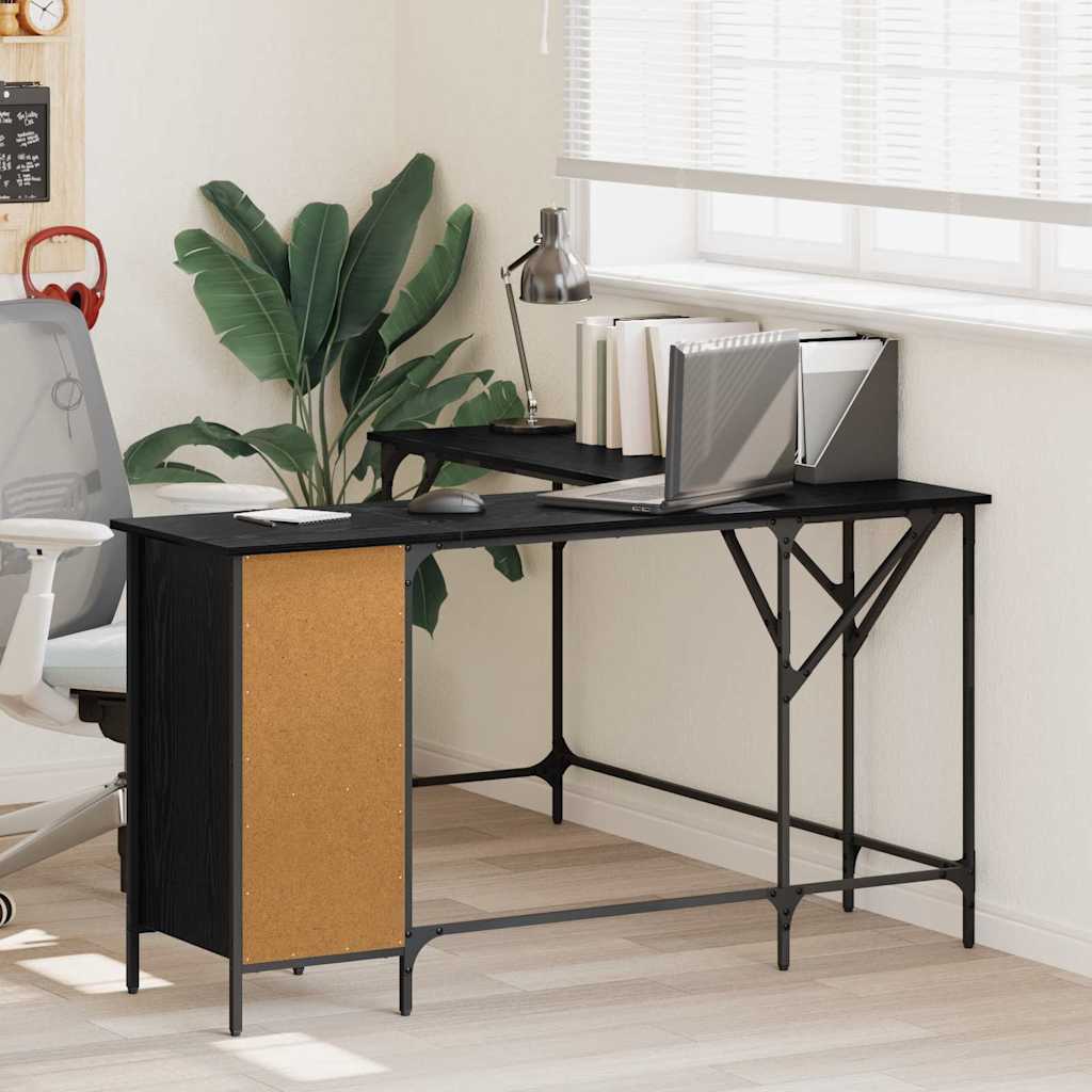 Schreibtisch Schwarz Eichen-Optik 141 x 141 x 75 cm
