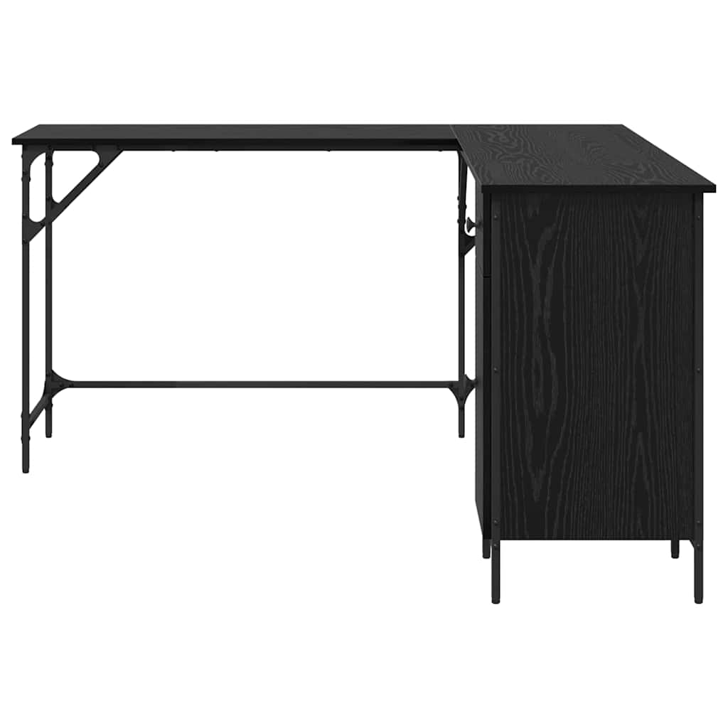 Schreibtisch Schwarz Eichen-Optik 141 x 141 x 75 cm