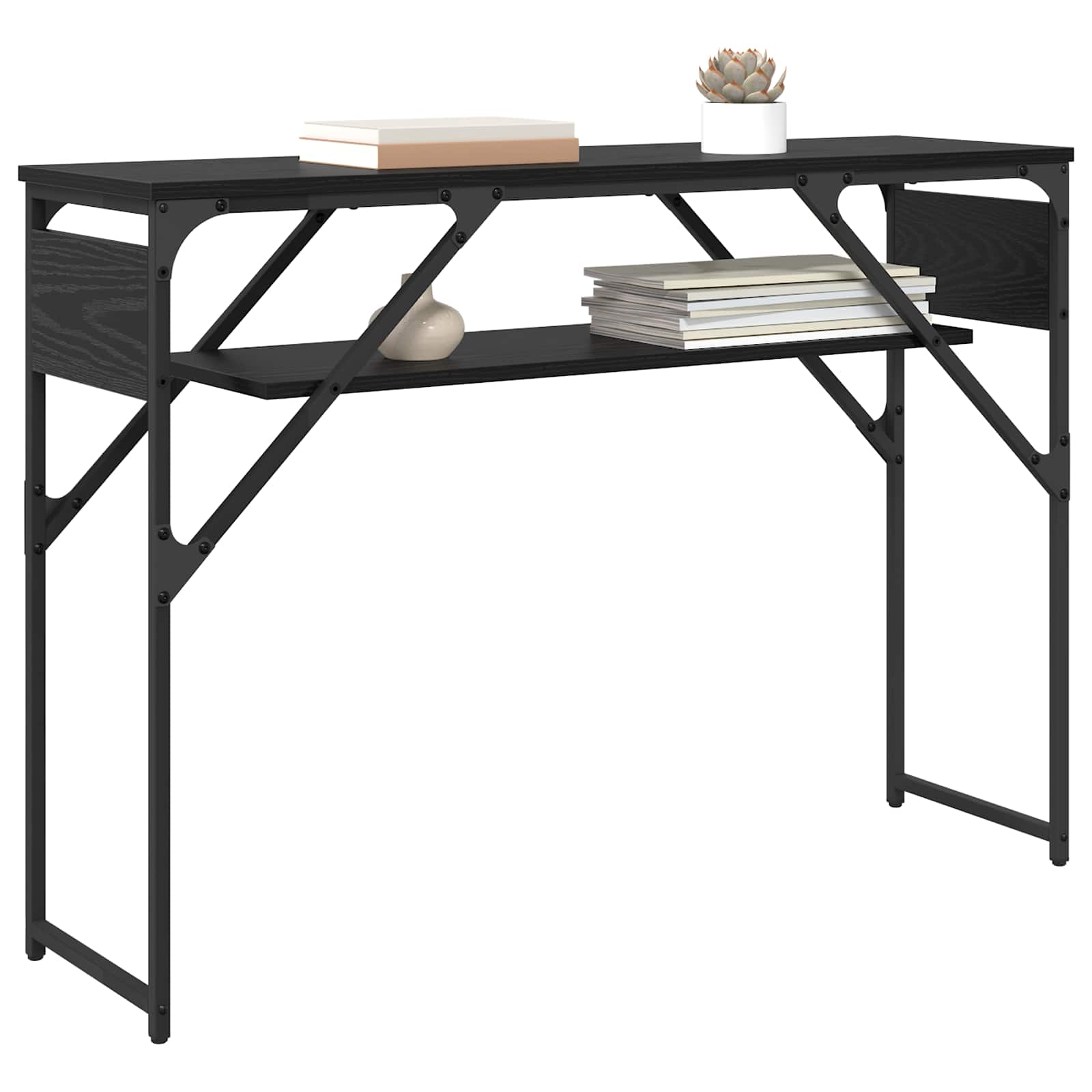 Konsolentisch Schwarz Eichen-Optik 105x30x75cm Holzwerkstoff