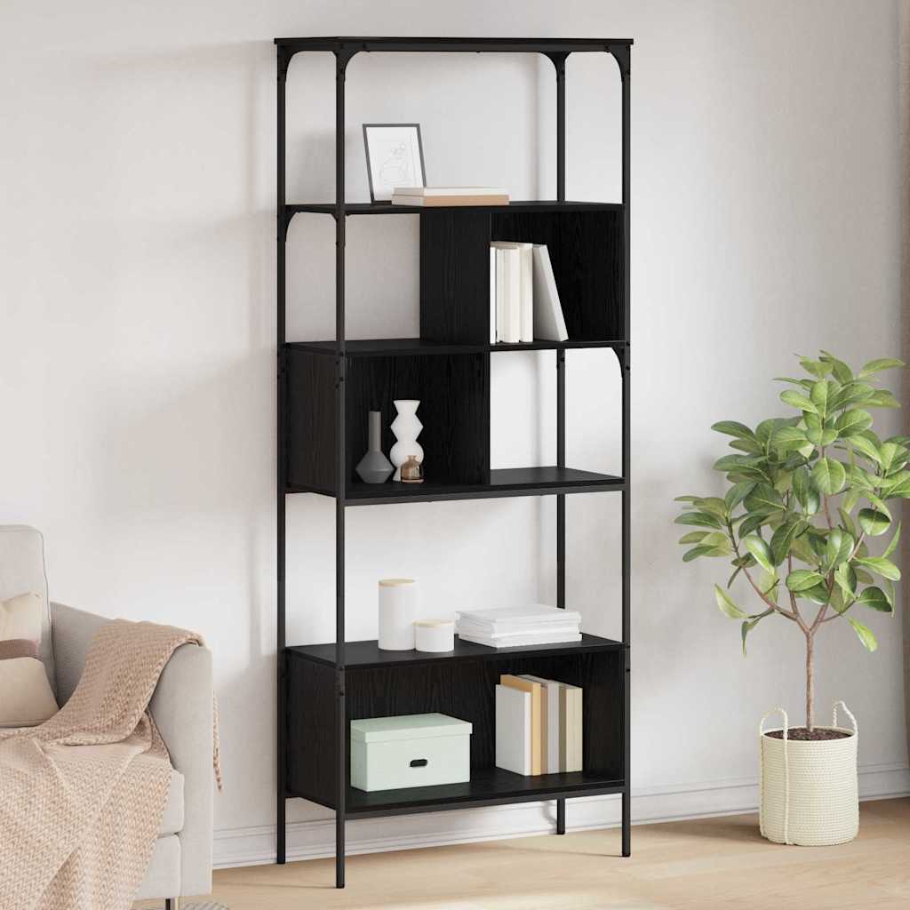 Bücherregal Schwarz Eichen-Optik 76 x 33 x 188,5 cm