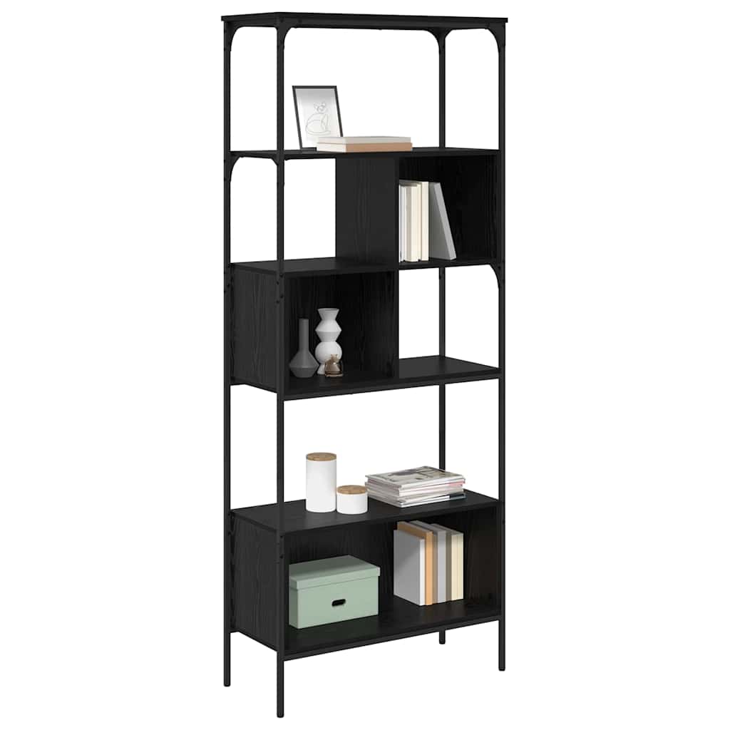 Bücherregal Schwarz Eichen-Optik 76 x 33 x 188,5 cm
