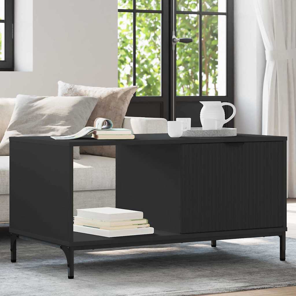 Couchtisch Schwarz Eichen-Optik 90 x 49 x 46 cm Holzwerkstoff