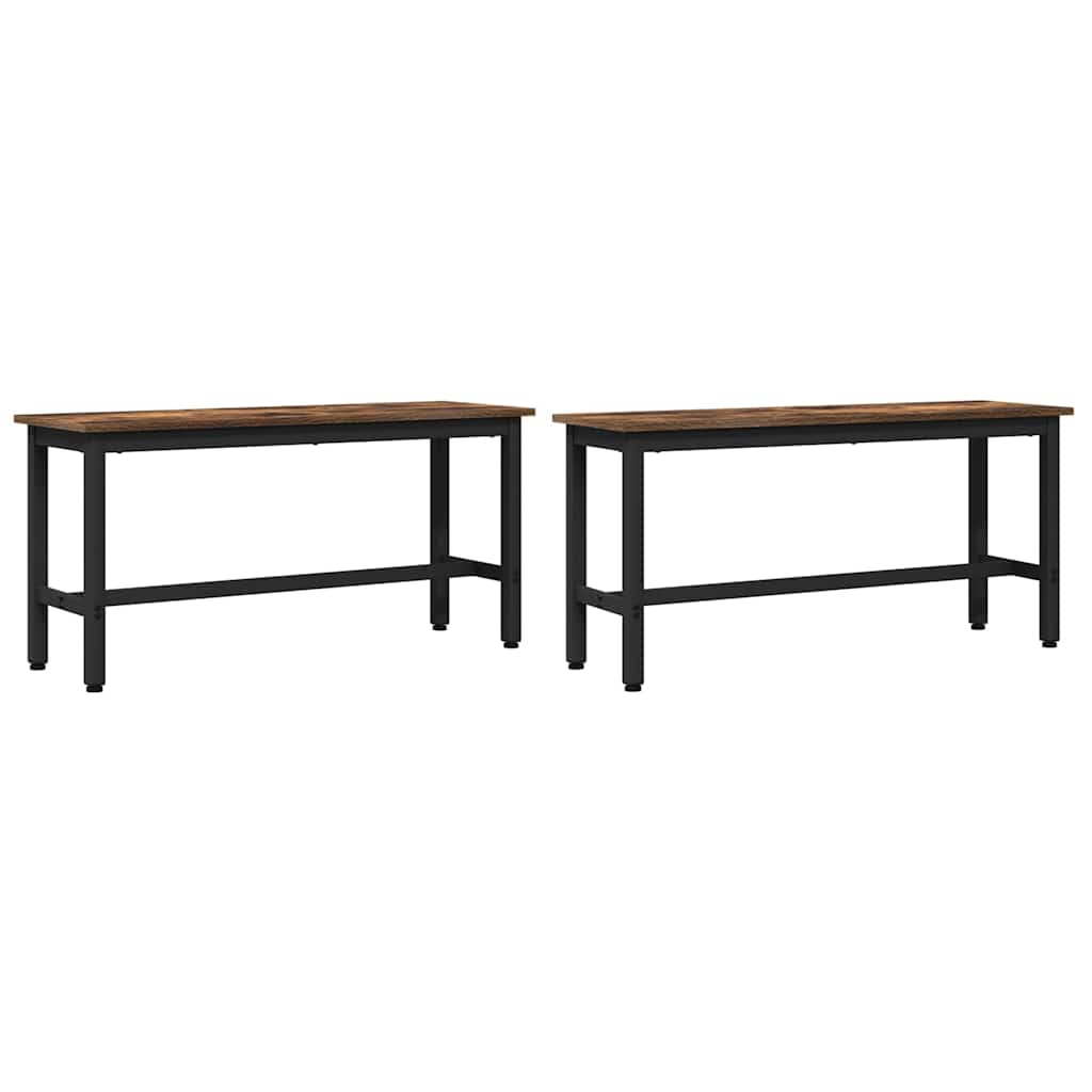 Esstischbank 2 pcs Geräucherte Eiche 100 x 32,5 x 48,5 cm