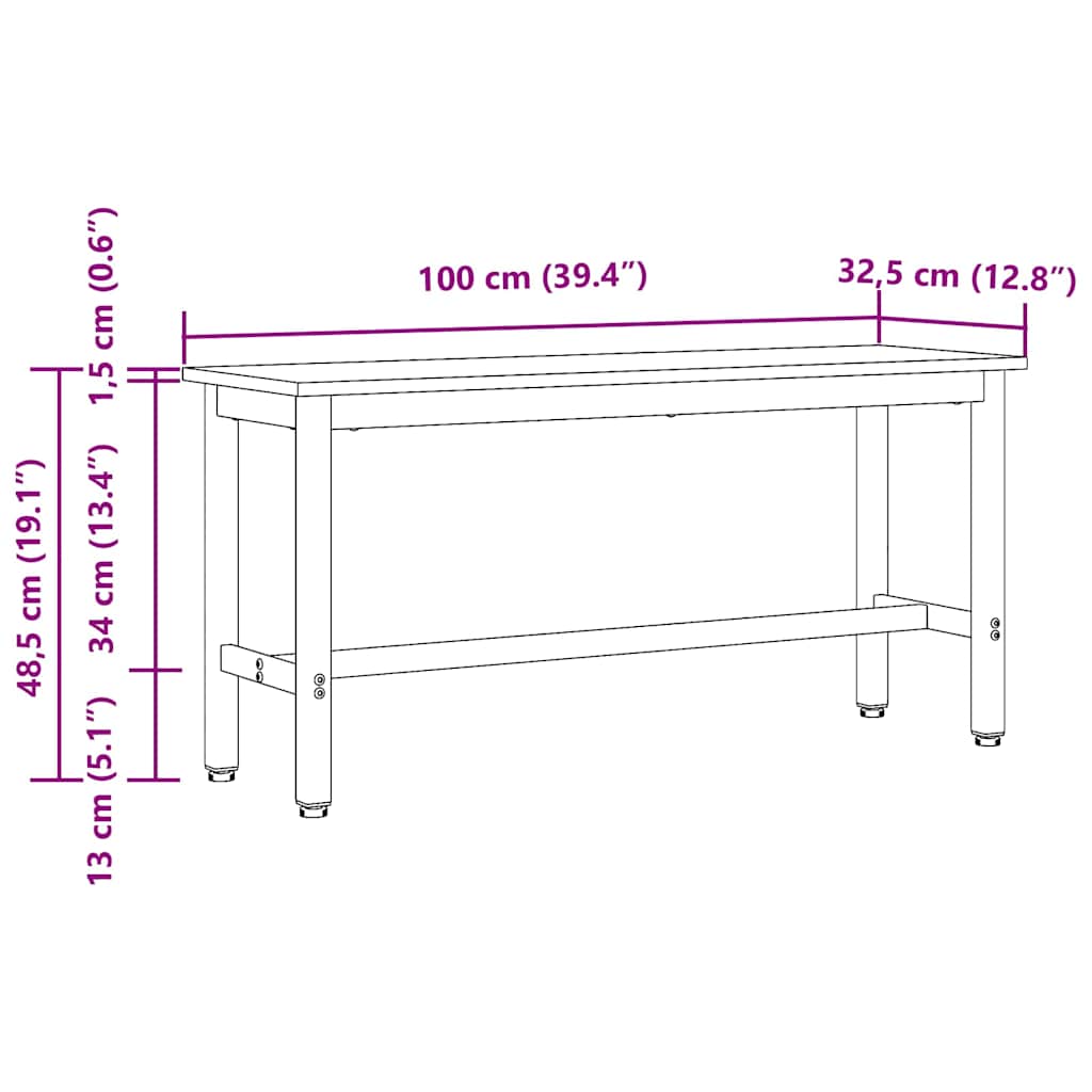 Esstischbank Artisan-Eiche 100 x 32,5 x 48,5 cm