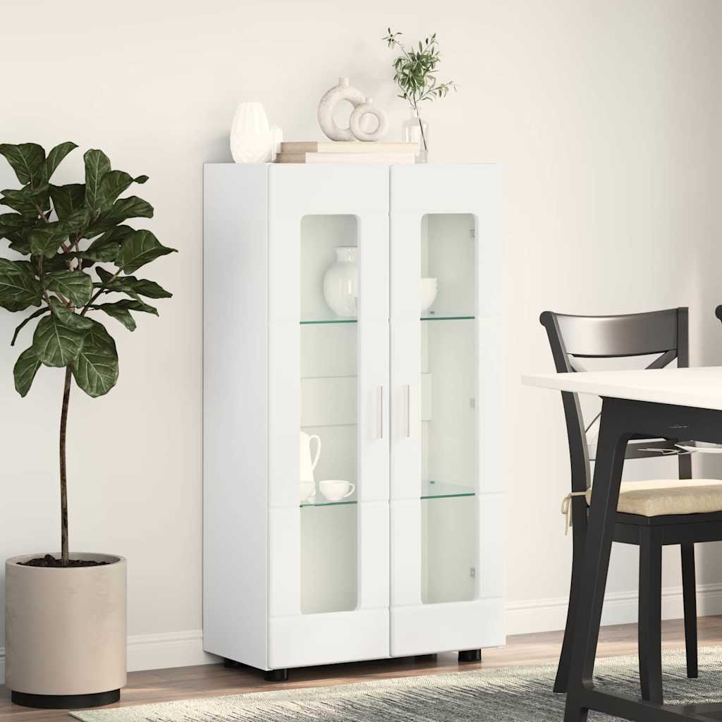 Sideboard mit Regal FLORIN Hochglanz Weiß 55,5 x 29 x 100 cm