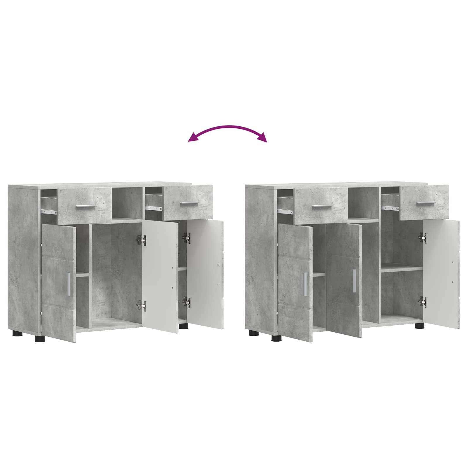 Holzschrank Beton Grau 88,5 x 30,5 x 73 cm Holzwerkstoff