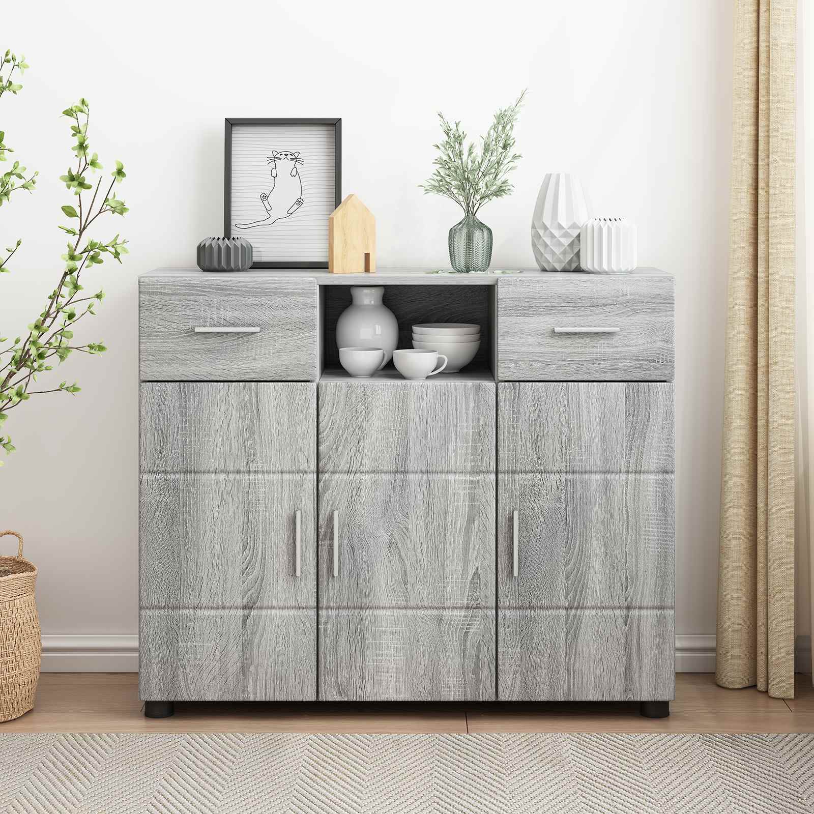 Holzschrank Graues Sonoma 88,5 x 30,5 x 73 cm Holzwerkstoff
