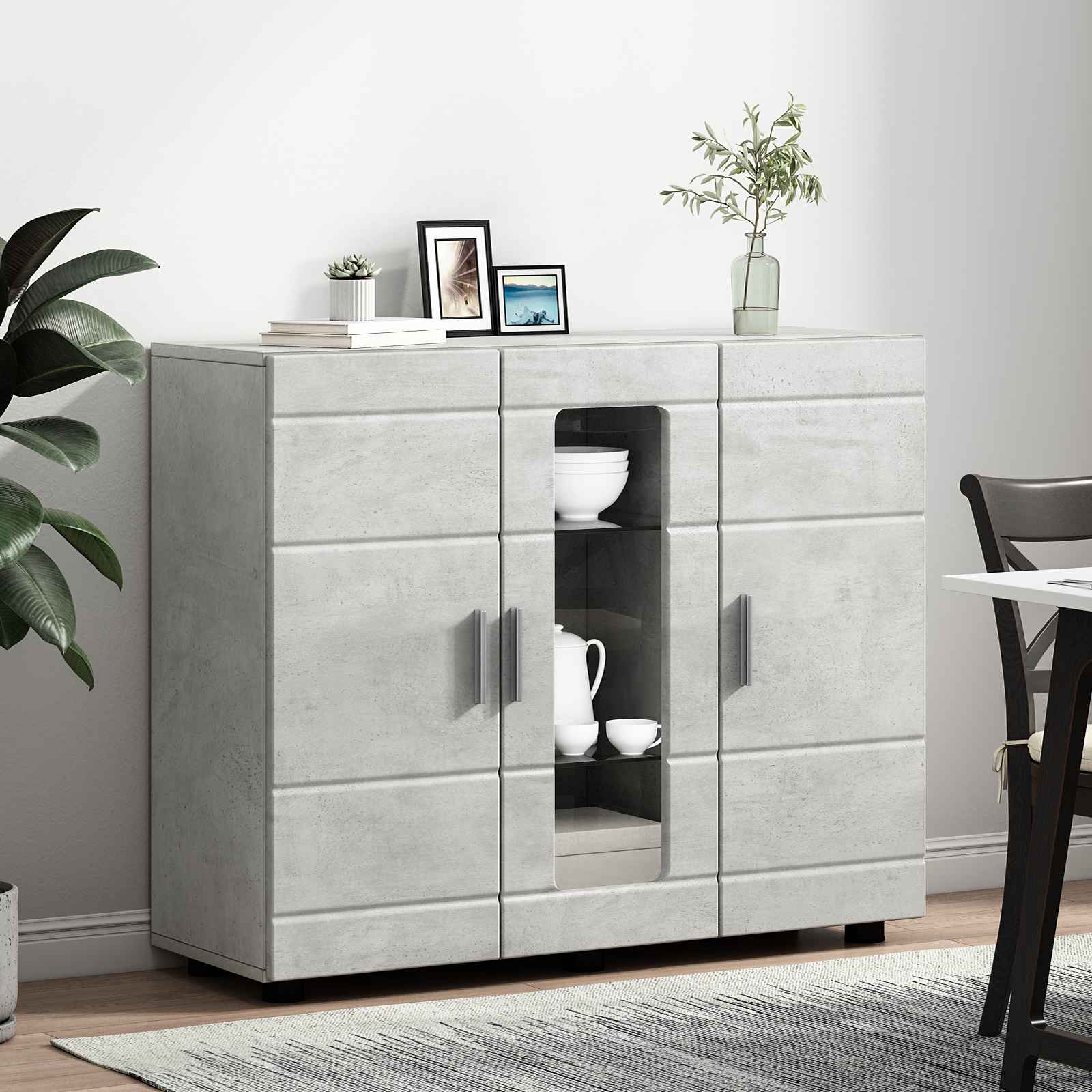 Holzschrank Beton Grau 88,5 x 30,5 x 73 cm Holzwerkstoff