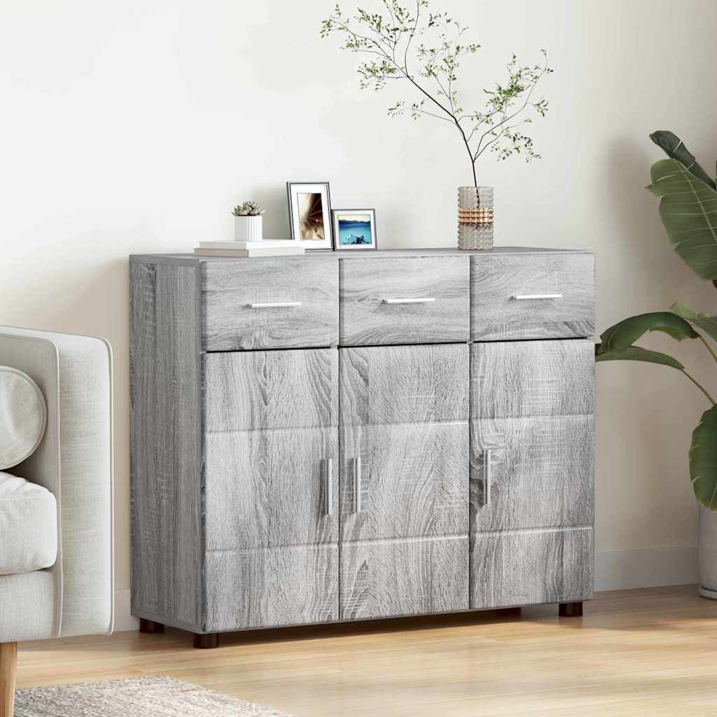 Sideboard mit Regal FLORIN Graues Sonoma 88,5 x 30,5 x 73 cm